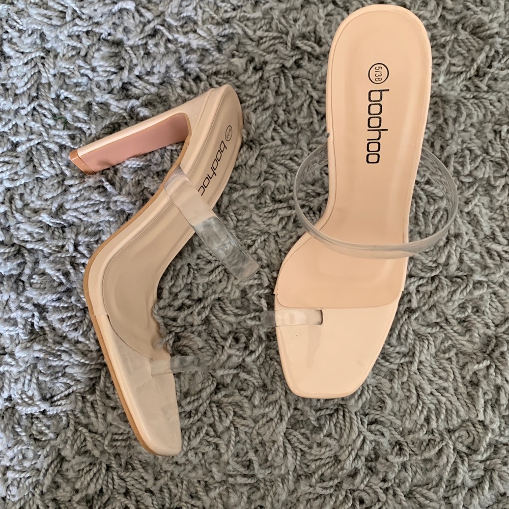 BOOHOO Lucite Toe Ring Heel